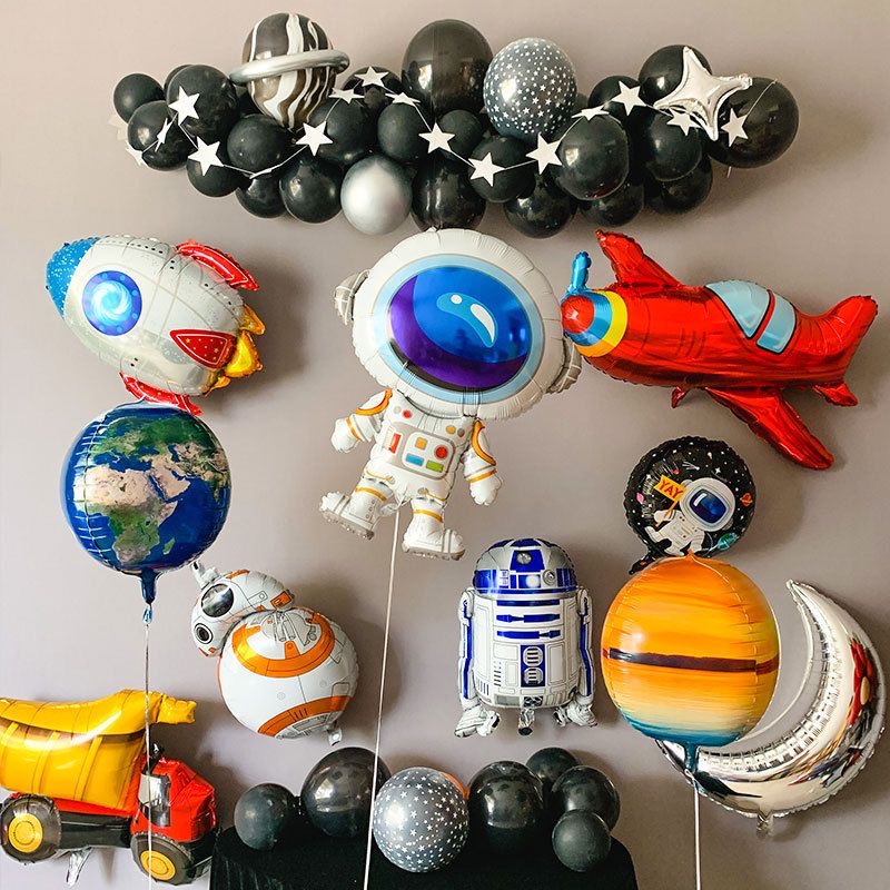 4D铝膜气球玩具儿童生日装饰造型火箭太空人飞碟客厅商场酒吧摆设