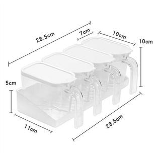 塑料加厚调味料盒套装组合家用厨房带勺子和勺架盐罐调味料罐方形