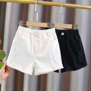 女童夏季短裤2024新款中大童热裤女孩洋气儿童薄款外穿裤子白色