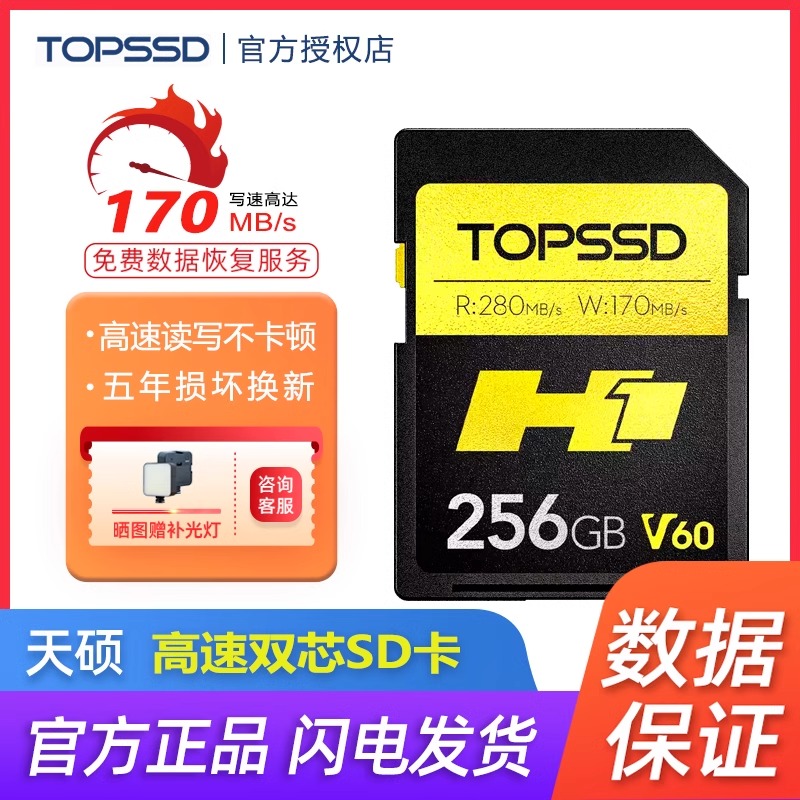 天硕H1 高速SD卡 摄影摄像专用内存sd卡 双芯高品质存储卡 256GB