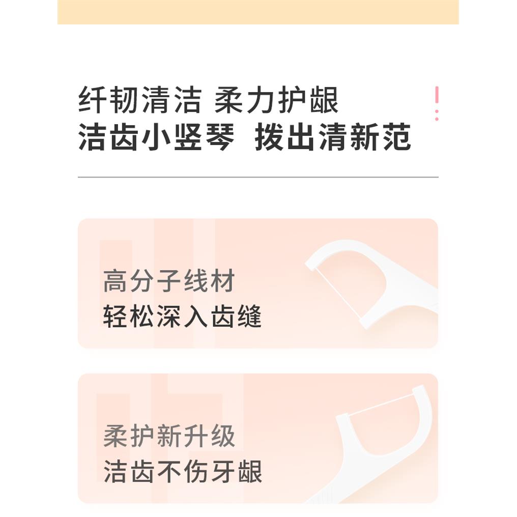 罗曼牙线棒家庭袋装超细滑线随身安全牙签减少出血护牙龈剔牙线棒