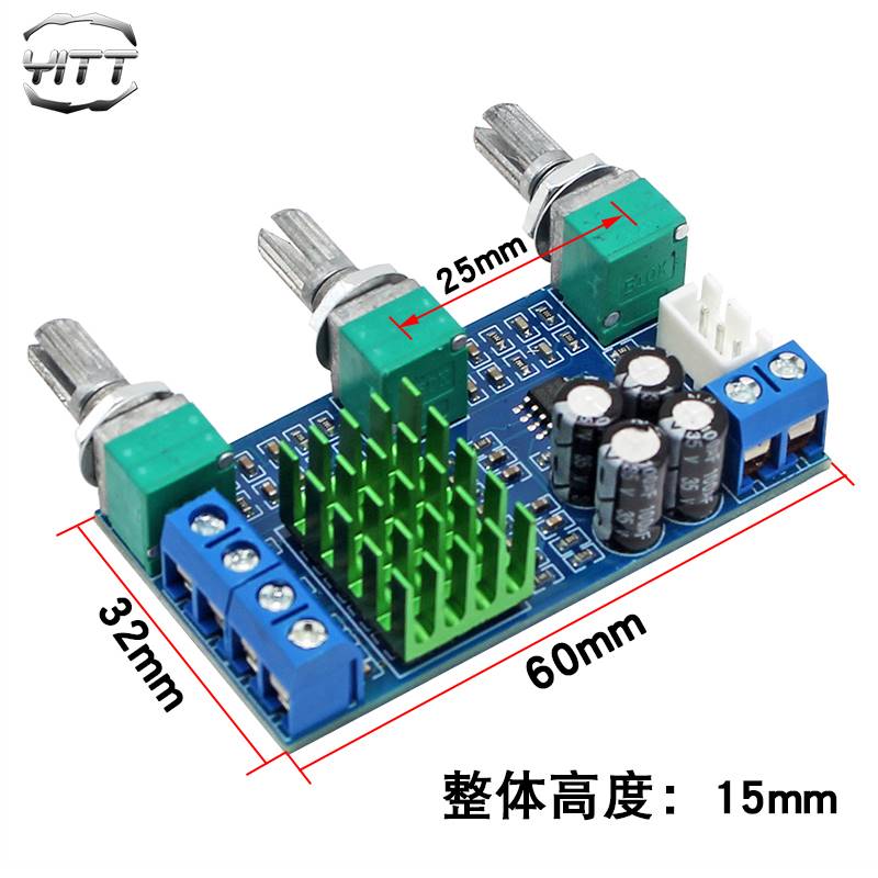 TPA3116D2数字功放板2*80W双声道大功率带高低音调节板载前级运放