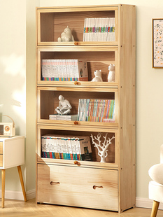 新客减儿童宝宝环保储物收纳柜书柜带门家用实木书架多层客厅玩具