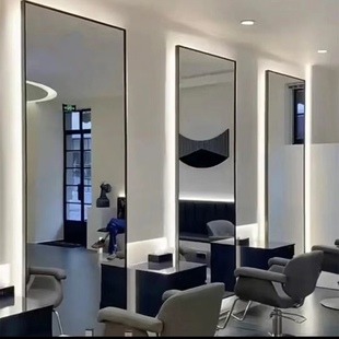 网红理发店镜子led智能带灯挂墙发廊烫染镜美发镜台剪发智能镜子
