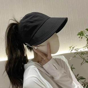 夏季防晒防紫外线遮阳帽空顶鸭舌帽新款子女韩系时尚休息可扎马尾
