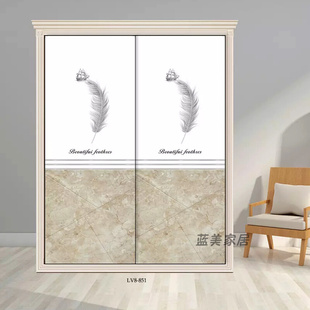 衣柜推拉门柜门定制移门钢化玻璃壁橱滑动高光多层实木板现代简约