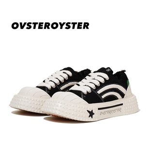 OVSTEROYSTER马蹄鞋潮流大头帆布饼干板鞋星星厚底运动滑板小白鞋