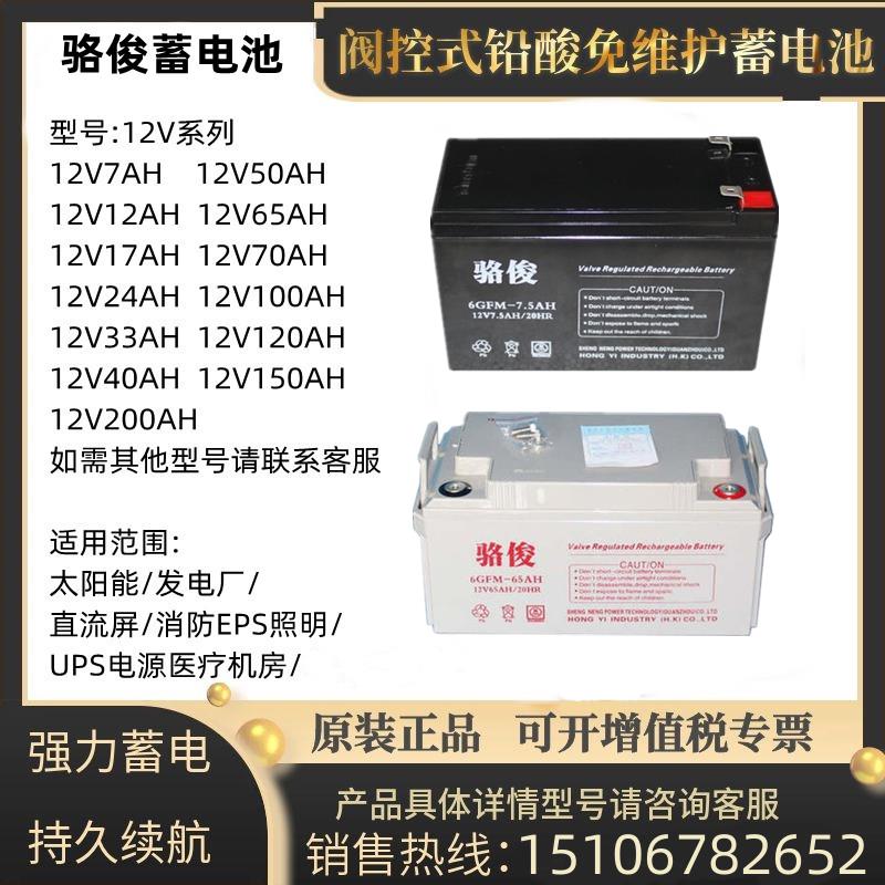 骆俊蓄电池12V7.5AH9AH17A24A38A65A100A120A150A200AH铅酸免维护