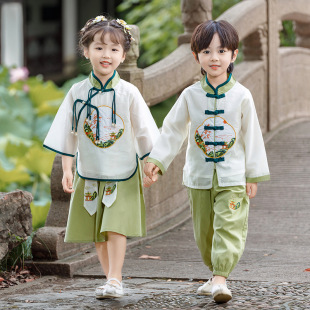 上春山汉男女同款儿童轻少纱合唱汉服系列服服表演气朗诵高级感复