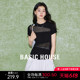 Basic House/百家好莱赛尔纯色针织衫夏季新款设计感气质短袖上衣