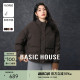 Basic House/百家好拼色立领羽绒服小个子短款白鸭绒外套2024冬季