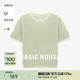 Basic House/百家好撞色领口设计夏季新款宽松显瘦百搭短袖针织衫