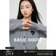 Basic House/百家好爱心毛衣女春季短款绵羊毛圆领针织开衫