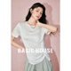 Basic House/百家好纯色圆领T恤小众褶皱时尚短袖上衣B0623B50752