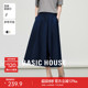 Basic House/百家好夏季新款宽松阔腿亚麻裤女垂感百搭直筒休闲裤