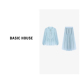 Basic House/百家好天丝新中式套装春夏新款蓝色上衣长裙子两件套