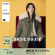 Basic House/百家好毛毛翻领绿色棉服冬季保暖中长款棉衣外套女