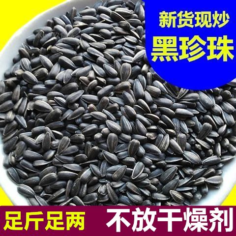 内蒙古黑珍珠小瓜子新货油葵炒熟葵花子毛嗑休闲零食生油葵小黑子