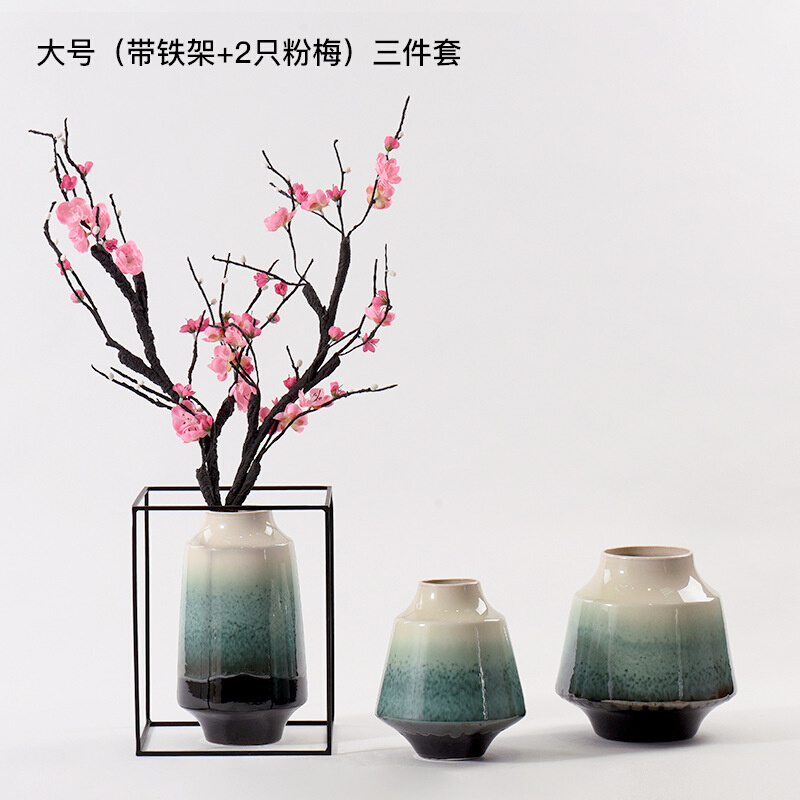 现代新中式陶瓷花瓶客厅餐桌简约轻奢花器装饰品美式插花玄关摆件