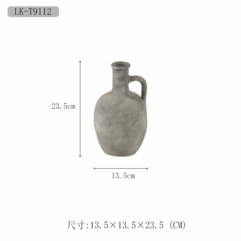 莉莉白侘寂风陶瓷花瓶摆件莫兰迪陶罐北欧风复古花器家居装饰花盆