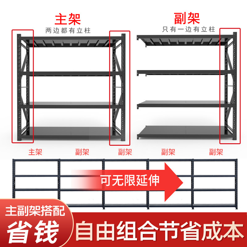 万昌黑色货架置物架多层家用储物间货架仓库仓储阳台180cm高度