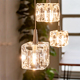 日式极简北欧现代创意三头轻奢LED立方水晶玻璃家用客厅餐厅吊灯