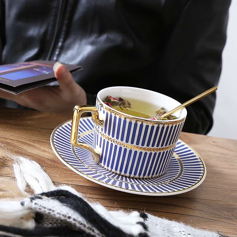 诺轩炫金陶瓷咖啡杯金边欧式英式英伦咖啡杯下午茶杯子茶杯带碟勺