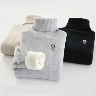 巴­拉巴­拉韩系男女童毛衣加绒加厚儿童高领一体绒贴身保暖宝宝针