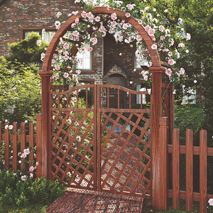 防腐木拱门花架带门户外花园实木质月季爬藤架院子园艺庭院拱形门