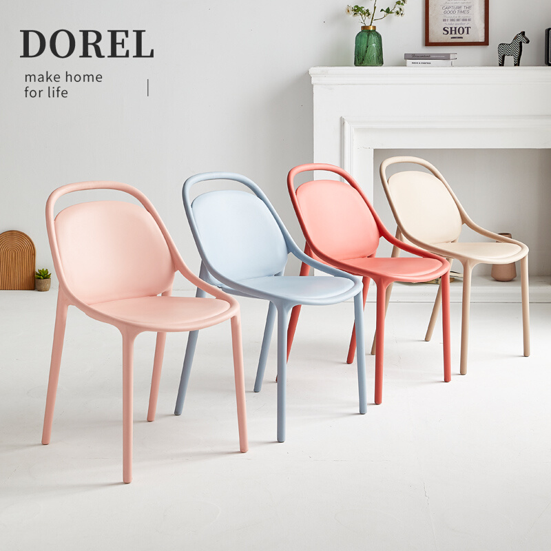 北欧餐椅奶茶甜品店椅子塑料洽谈软包椅现代简约家用餐厅咖啡桌椅