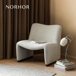 北欧表情OO/法式奶油风/OA单人布艺沙发休闲椅阅读椅米灰色
