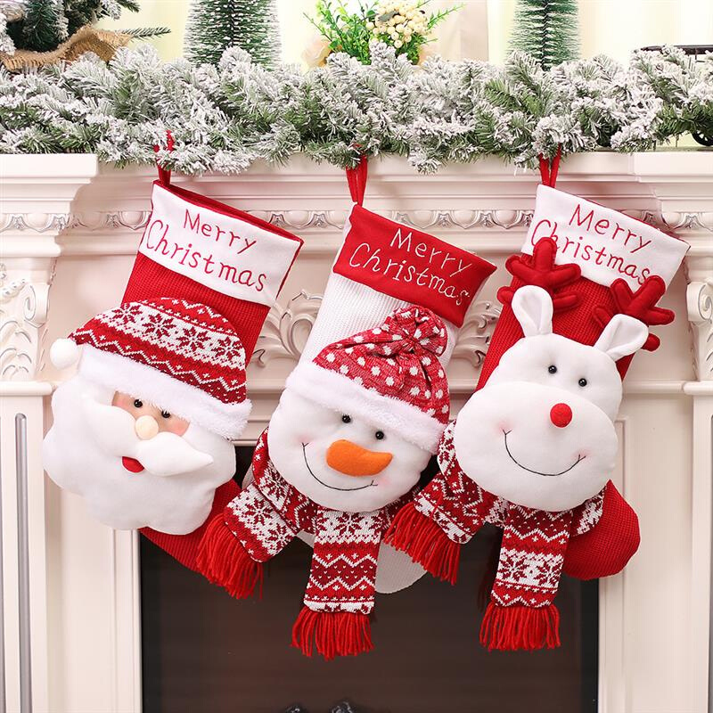 圣诞袜子礼物袋圣诞节装饰挂件礼品袋雪人麋鹿主题包装袋氛围挂饰