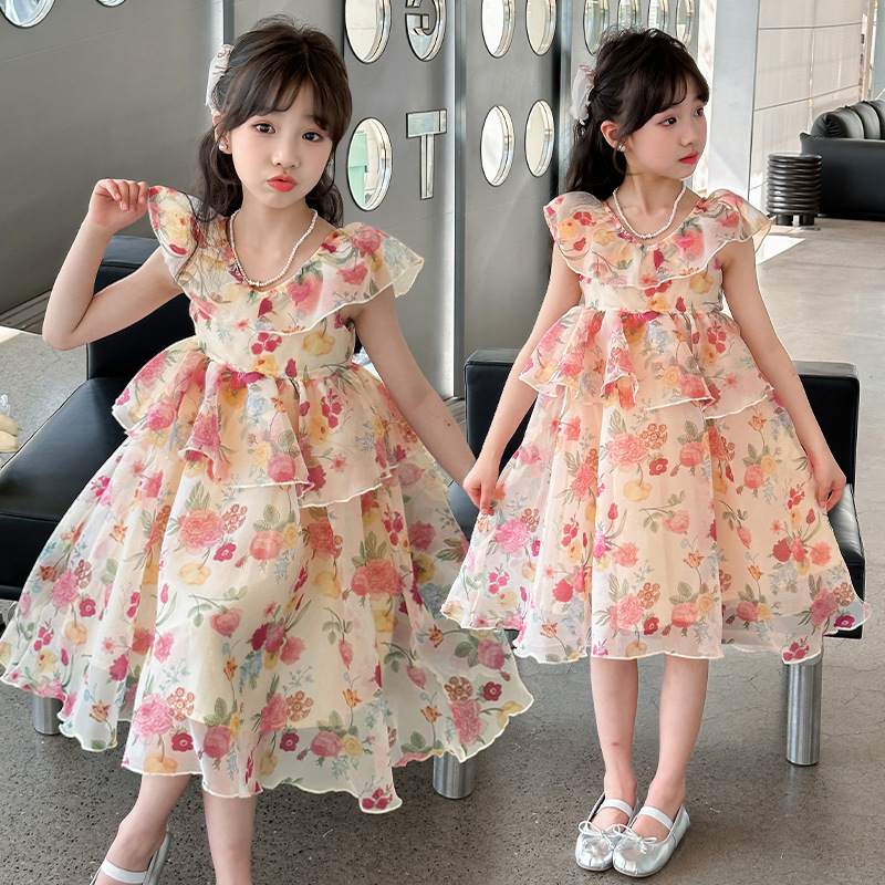 女大童连衣裙2024新款洋气高级感夏季在逃公主裙韩超好看很酷裙子