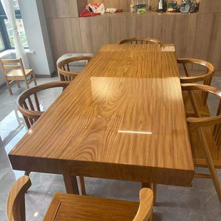 非洲柚木王实木原木大板茶桌缅甸楠木黄花梨办公桌整板