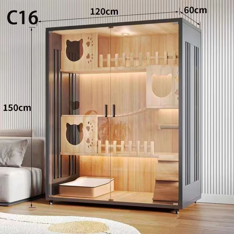宠物柜实木风猫咪笼子家用猫别墅室内猫房子猫猫城堡柜子猫舍猫屋