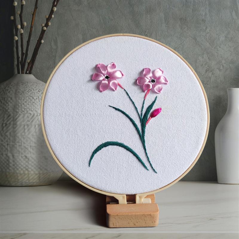 新手初学者简单小款丝带绣摆件 彩带绣花手工刺绣diy立体刺绣材料