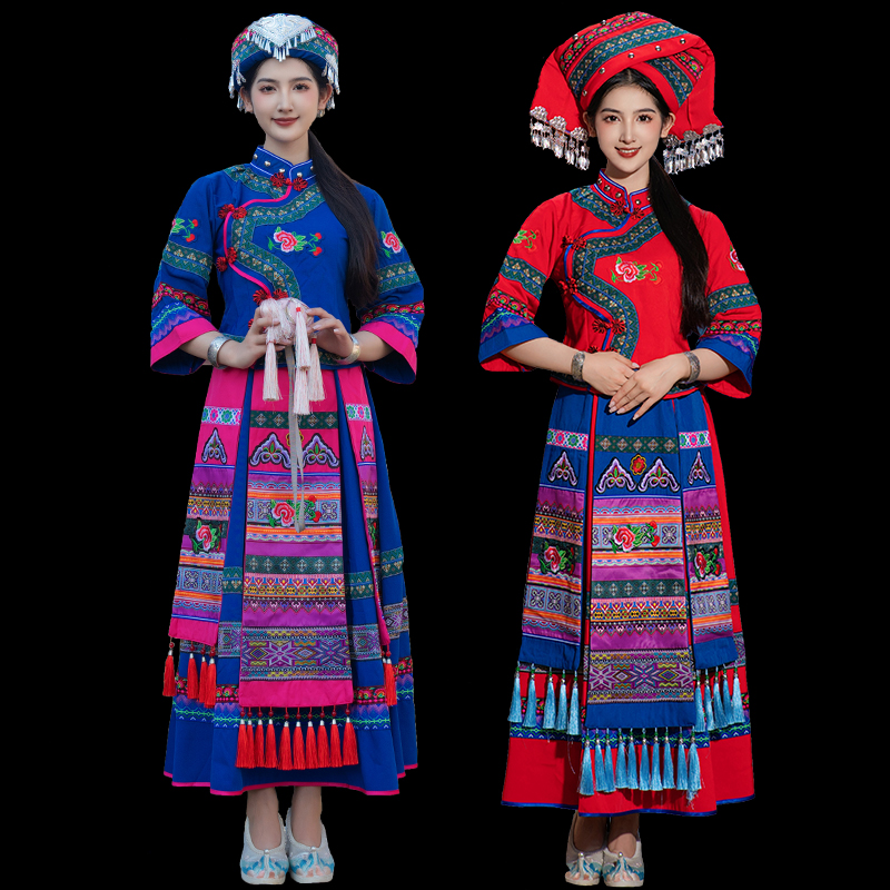 云南贵州苗族少数民族演出服彝族成人土家族广西三月三壮族服装女