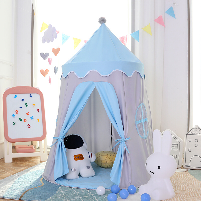 儿童帐篷室内游戏屋蓝色公主粉色女孩玩具屋男孩城堡小房子蒙古包