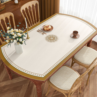 美式椭圆形餐桌垫可折叠伸缩桌垫皮革茶几桌布免洗防水防油防烫
