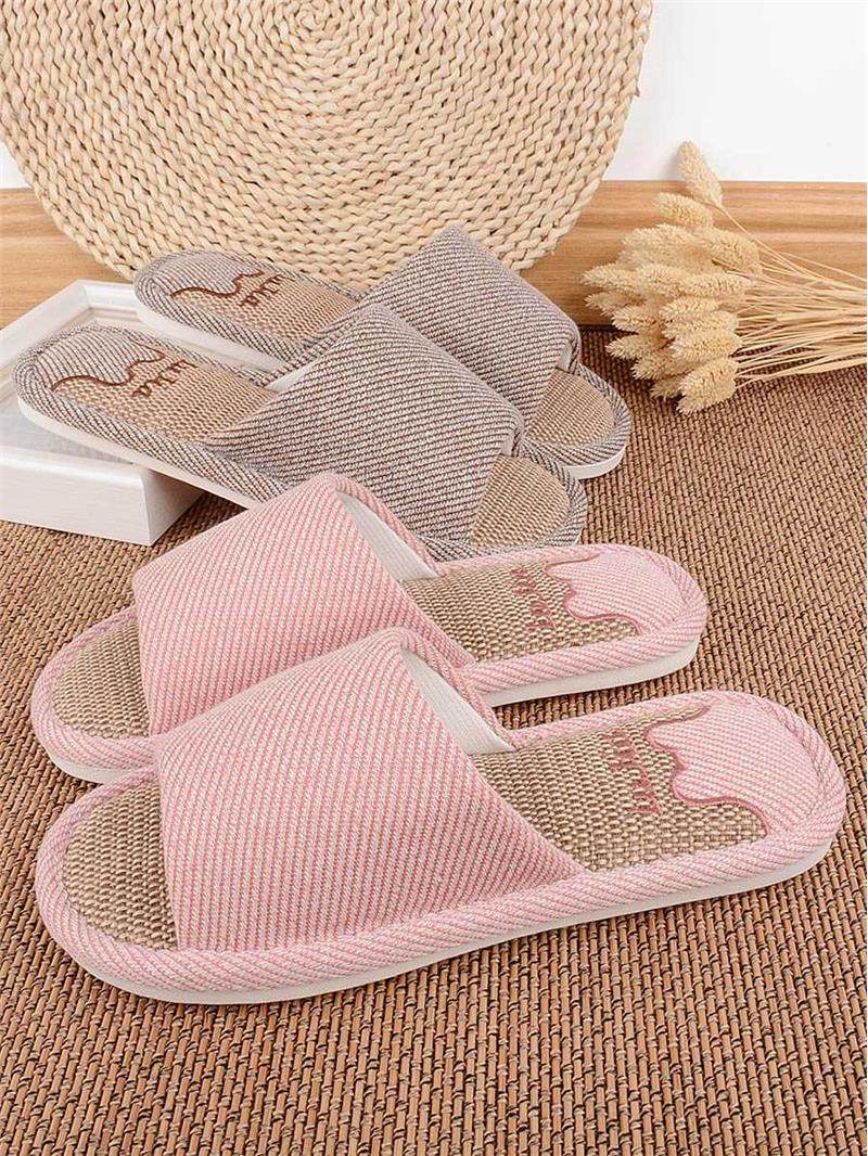 (今日11.4折)亚麻拖鞋男特大码春秋季家用室内防滑四.