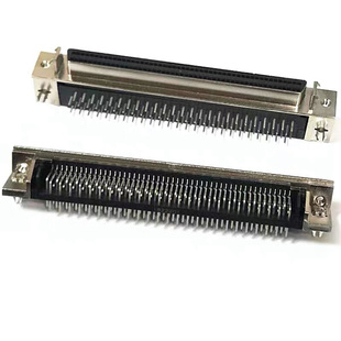 SCSI 100芯连接器 插槽母座1.27 100PIN DB100针插座90度弯脚