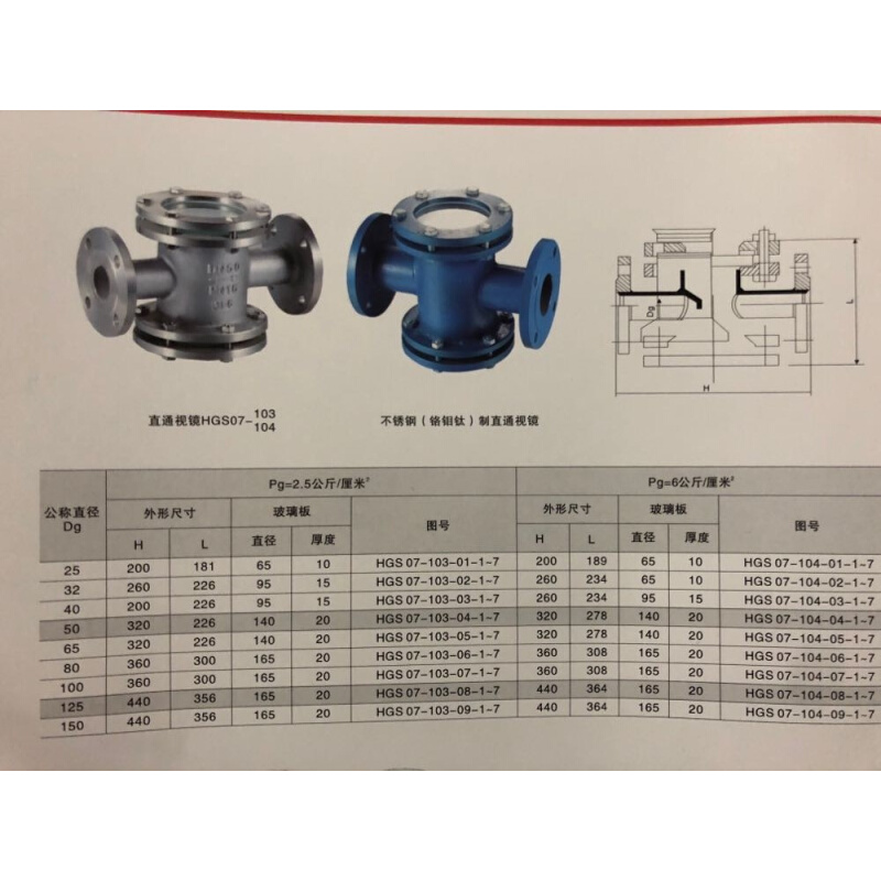 。HGS07-103 304不锈钢四通视镜 管道视镜 直通视镜 视盅DN15~300