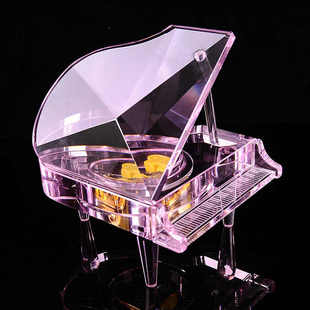 音乐盒透明水晶迷你钢琴模型八音盒简约摆件儿童男女学生生日礼物