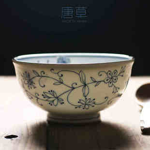 日本进口餐具大号汤碗面碗 高轻量强化瓷 釉下彩瓷器 线唐草系列
