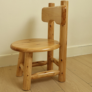 纯实木小凳子家用餐椅柏木椅子原木靠背椅木质儿童椅子木头小板凳