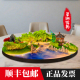 餐厅大圆桌中间转盘摆花酒店餐桌中间摆件新中式餐桌中间装饰景观