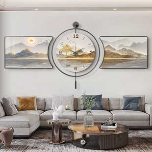 现代轻奢客厅装饰画大气高档山水画三联壁画新中式沙发背景墙挂画