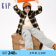 Gap男童冬季洋气法兰绒格纹长袖衬衫时髦加绒儿童装上衣837318