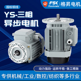 YS铝壳电机0.37/0.55/0.75/1.1/1.5/2.2KW三相异步电动机380V全铜