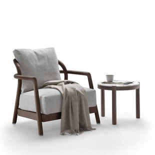 现代新中式实木单人沙发椅休闲扶手椅客厅圈椅酒店接待洽谈椅组合